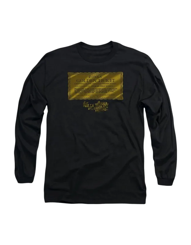 Willy Wonka And The Chocolate Factory Golden Ticket Long Sleeve Tee
