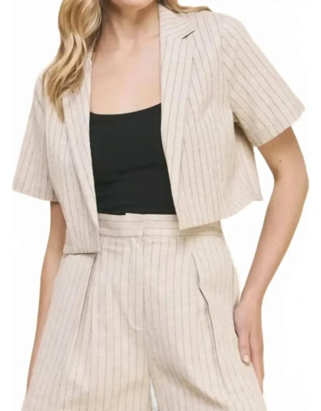 Pinstripe Linen Blazer