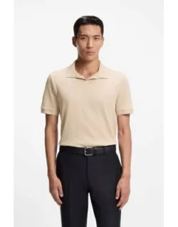 Johnny-collar Polo Shirt In Italian Stretch Cotton