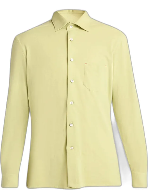 Pique Button-down Shirt With Bar Tack Pocket