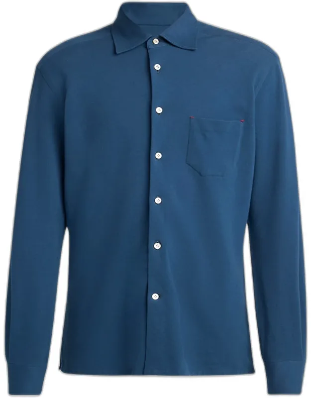 Pique Button-down Shirt With Bar Tack Pocket