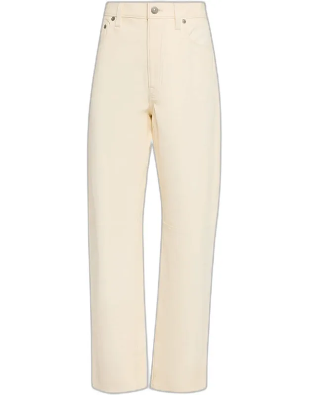 Cropped Straight-leg Leather Pants