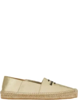 Logo-embroidered Metallic Espadrilles