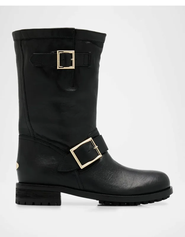 Biker Mid Leather Mid-calf Boots