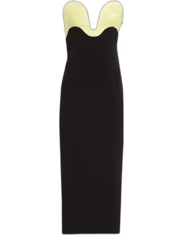 Curved Strapless Midi Dress