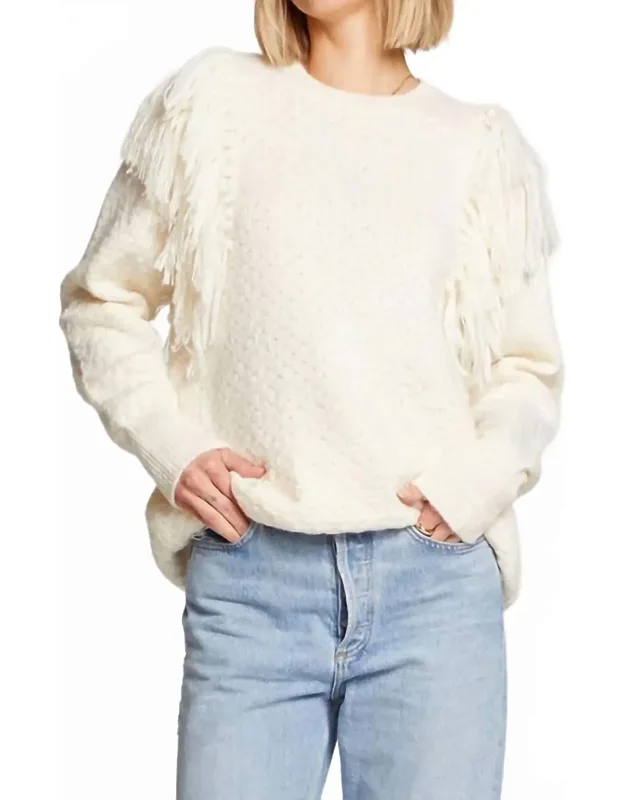 Shona Sweater - Trendy Crew Neck With Textured Pattern And Fringe Detailing