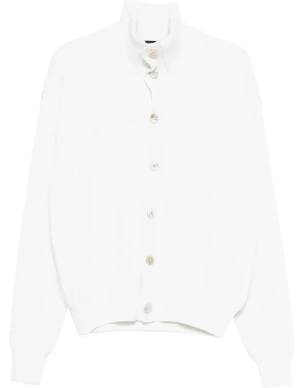 Sweater With Button Fastening And Ribbed Knit