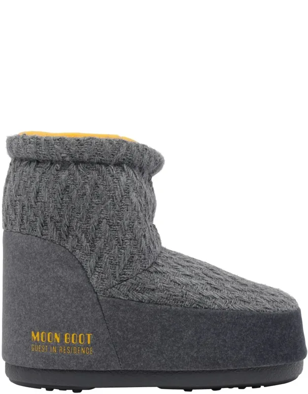 Moon Boot X Guest In Residence Grey Icon Low Nolace Knit Booties