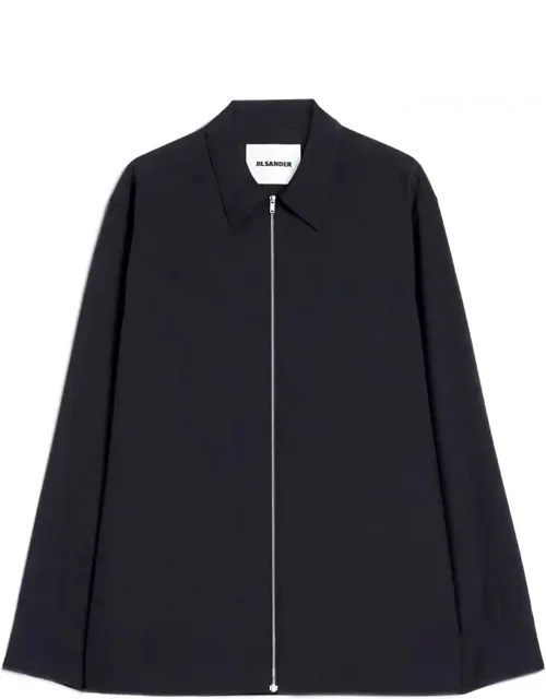 Shirt With Pointed Collar And Front Zip Closure