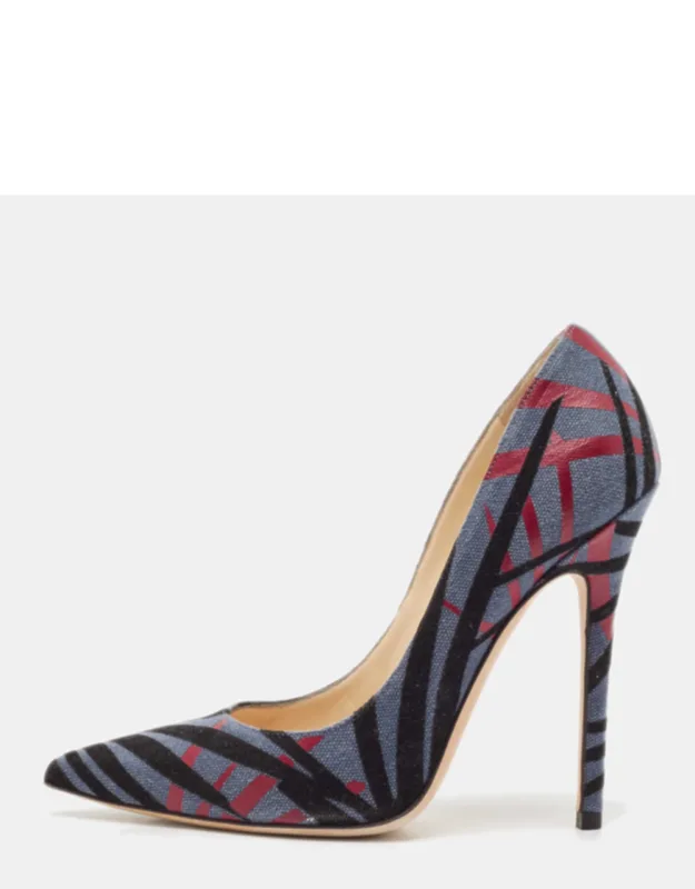 Multicolor Canvas Pointed Toe Pumps