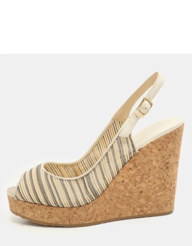 Multicolor Leather Wedge Slingbacks