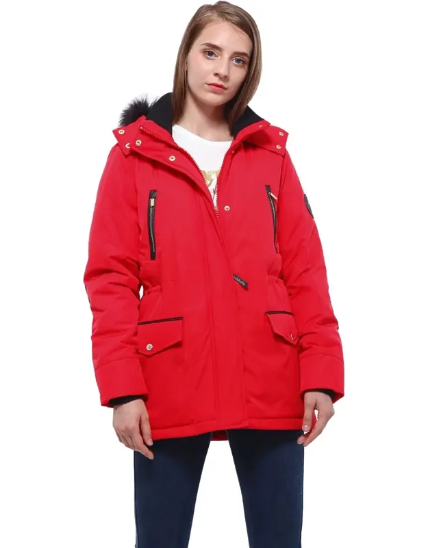 Winter Coat With Faux Fur Hood Parka Jacket