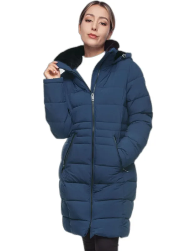 Heavy Long Winter Coat With Fleece Hood Parka Jacket
