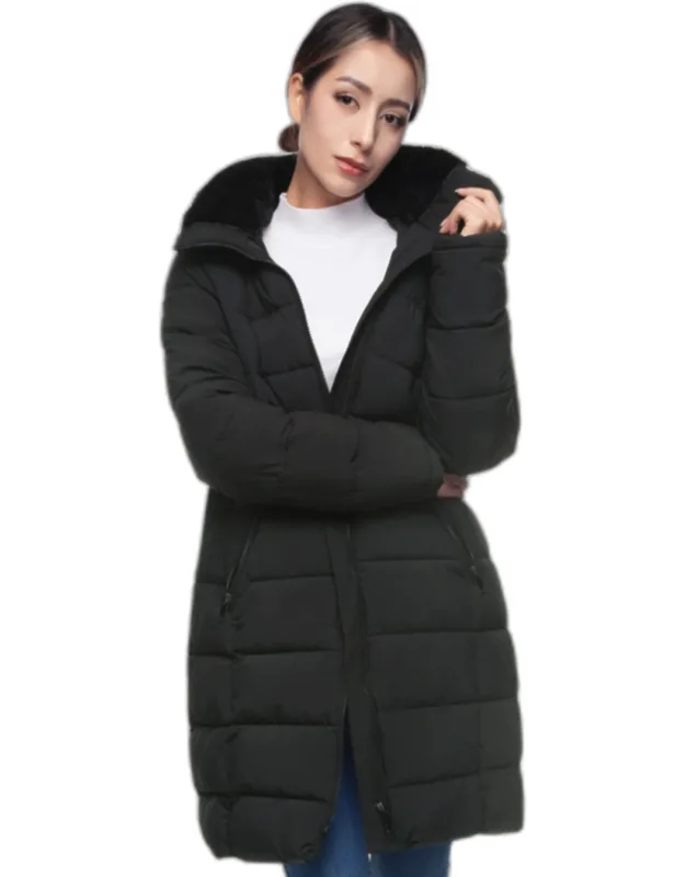 Heavy Long Winter Coat With Fleece Hood Parka Jacket