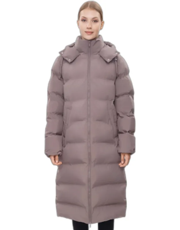 Long Seamless Puffer Coat Below Knee Maxi Jacket