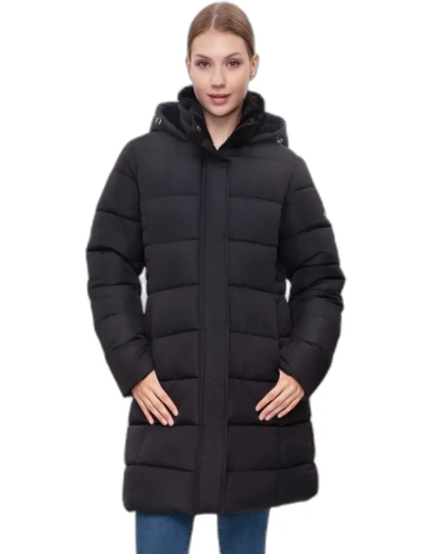 Insulated Long Winter Coat Fleece Hood Parka Jacket