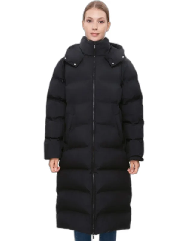 Long Seamless Puffer Coat Below Knee Maxi Jacket