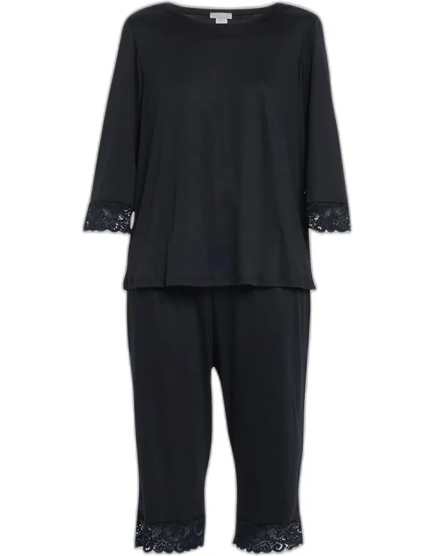 Lace-trim Cropped Pajama Set