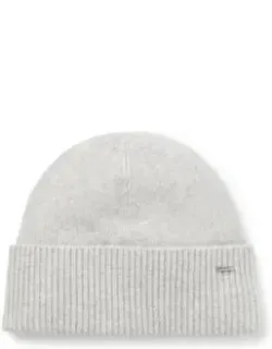 Cashmere Beanie Hat With Metal Logo Tube