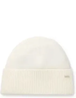 Cashmere Beanie Hat With Metal Logo Tube