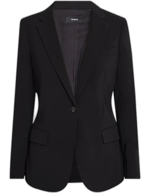 Crepe One-button Staple Blazer