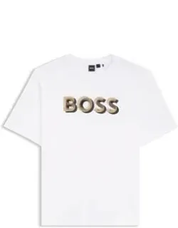 Mercerized-cotton T-shirt With Logo Artwork