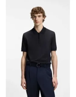 Zip-placket Polo Shirt In A Cotton Blend