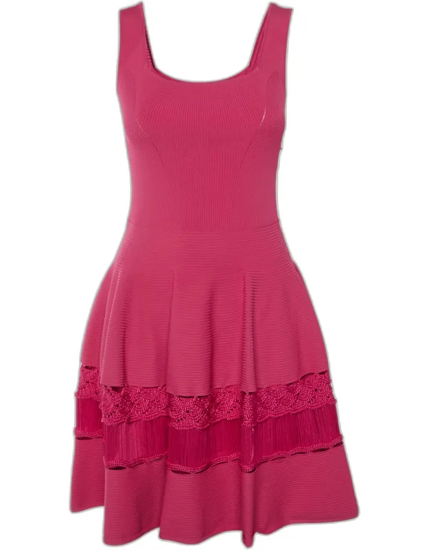 Knit Crochet Inset Mini Dress