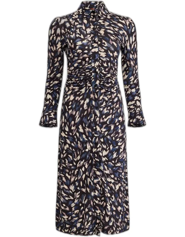 Abstract Animal Button-front Maxi Dress