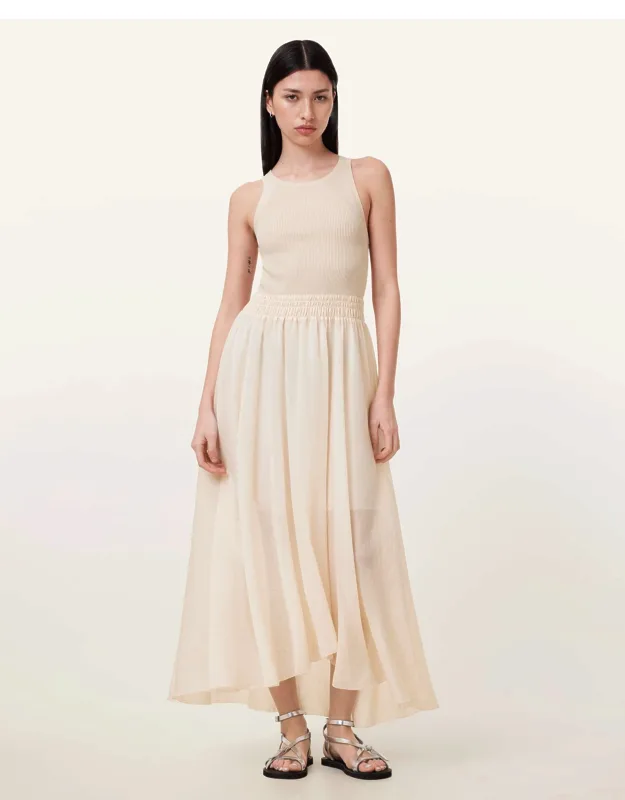 Zenia Sleeveless Asymmetric Midi Dress