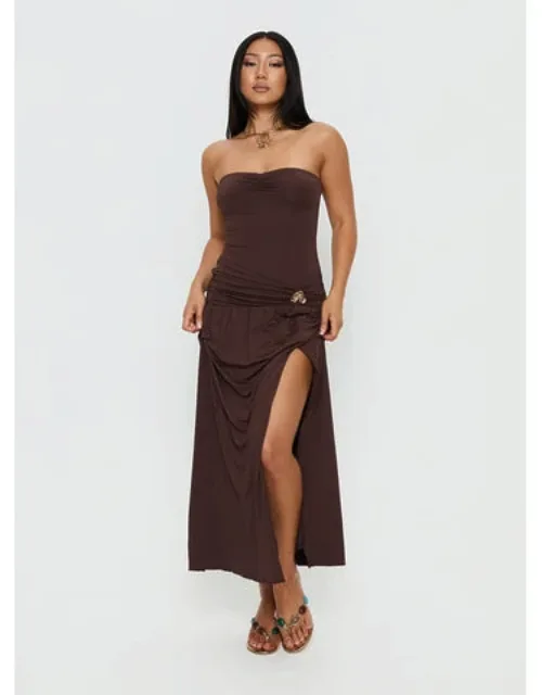 Strapless Ruched Maxi Dress