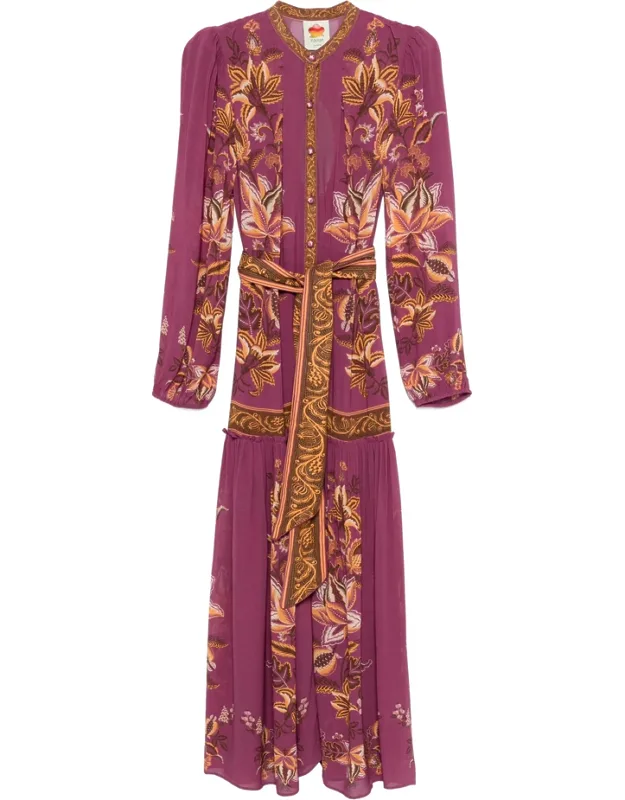 Floral-print Belted Maxi Dress