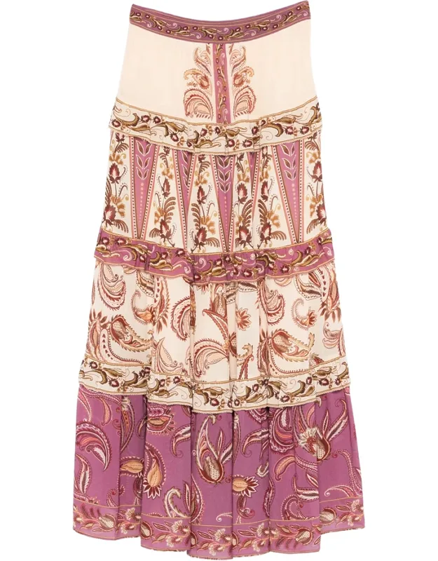 Paisley Tiered Maxi Skirt