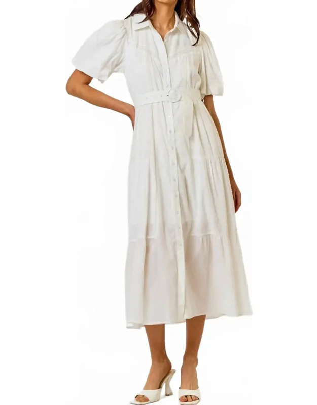 Button Down Tiered Midi Dress