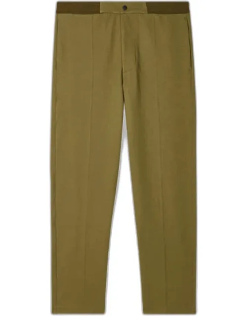 Khaki Cotton Jersey Front-seam Sweatpants