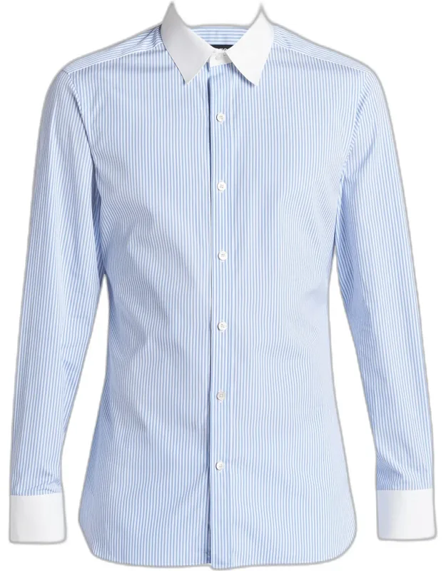 Bengal Stripe Cotton Contrast-trim Sport Shirt