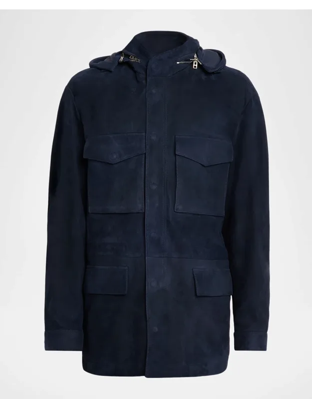 Suede Hooded Field Jacket