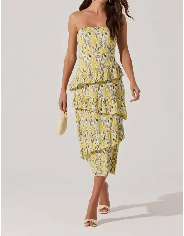Asymmetrical Tiered Ruffle Midi Dress