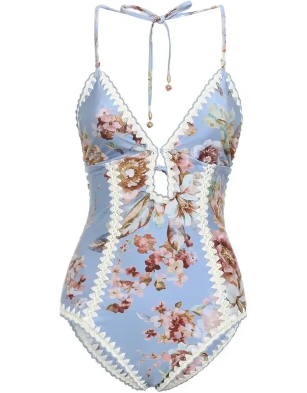 Awaken Crochet Keyhole One Piece Swimsuit
