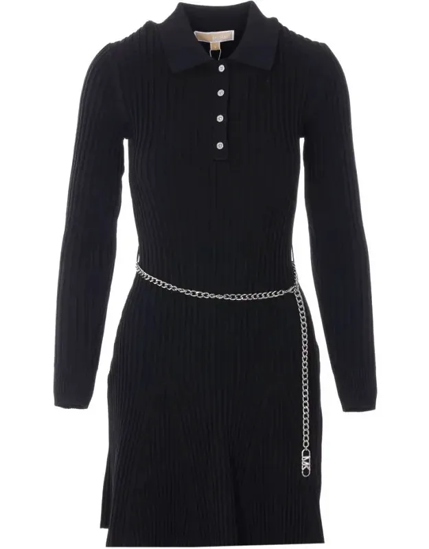 Dresses, Buttons Closure, Chain Detail On Waist