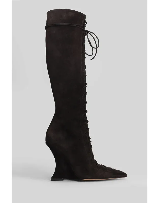 Nina Lace Up High Heel Boots