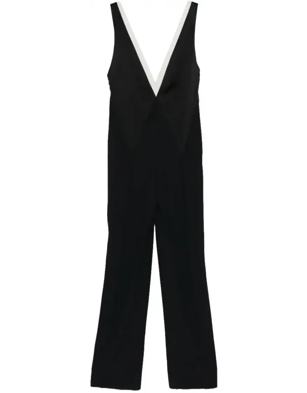 Contrast V-neck Jumpsuit