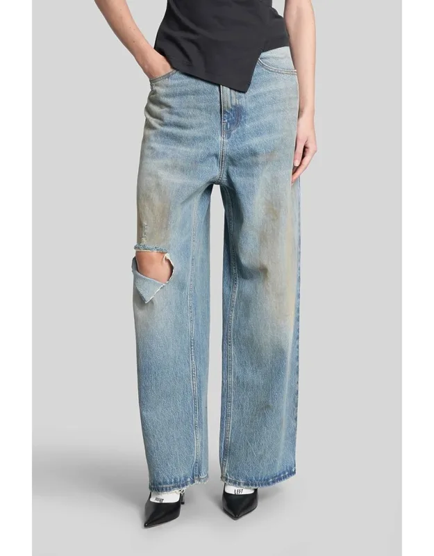 Jeans With Belt Loops And Frontal Closure