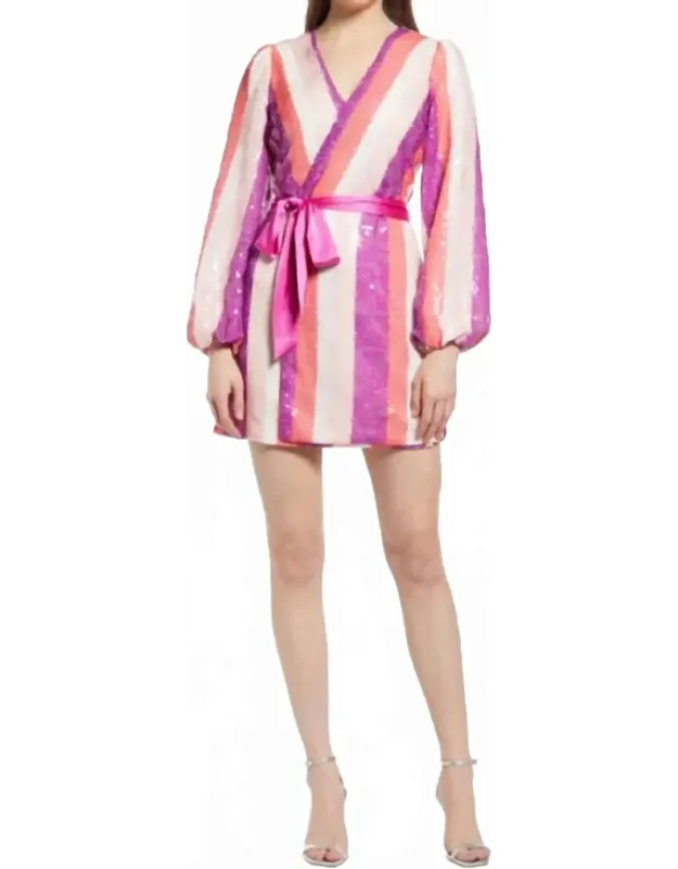 Sequin Wrap Mini Dress