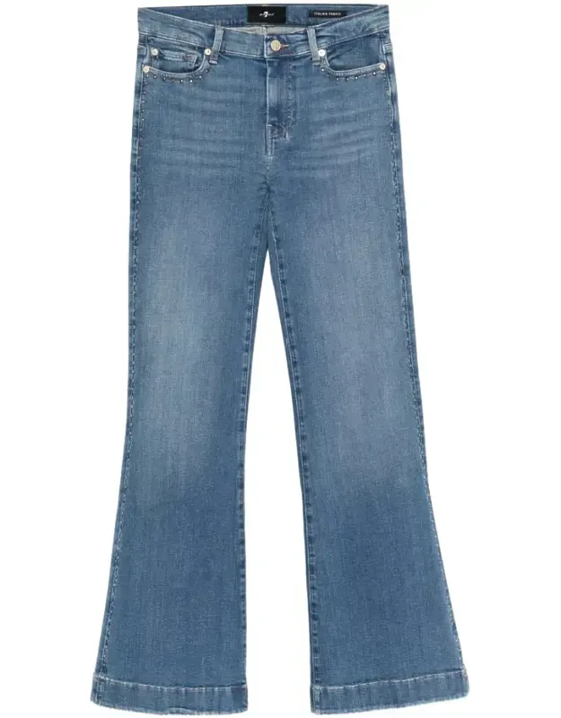 Jeans With Stud Detail And Turn-up Hem