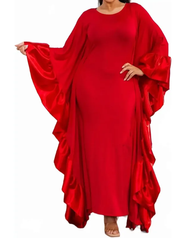 Holiday Long Ruffled Velvet Dress