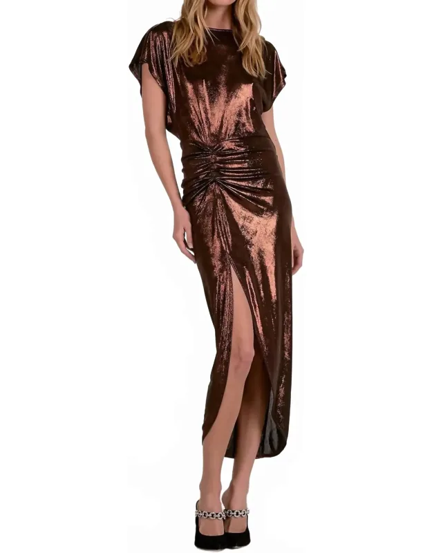 Cap Sleeve Slit Dress