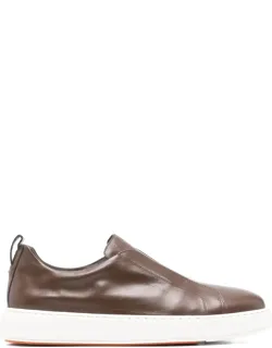 Santoni Sneaker With Pull-tab At The Heel And Logo-debossed Tongue