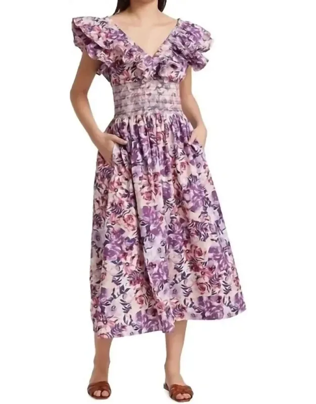 Smocked Floral Midi Dress