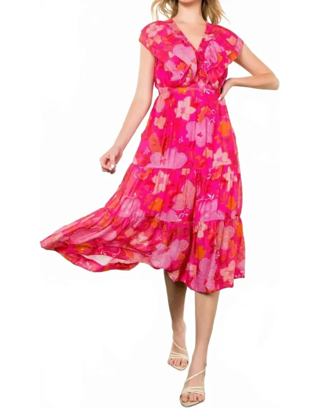 Flutter Sleeve Floral Dress